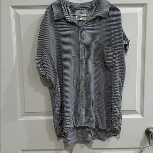 Striped Button-Up Shirt black and white. Soft fabric